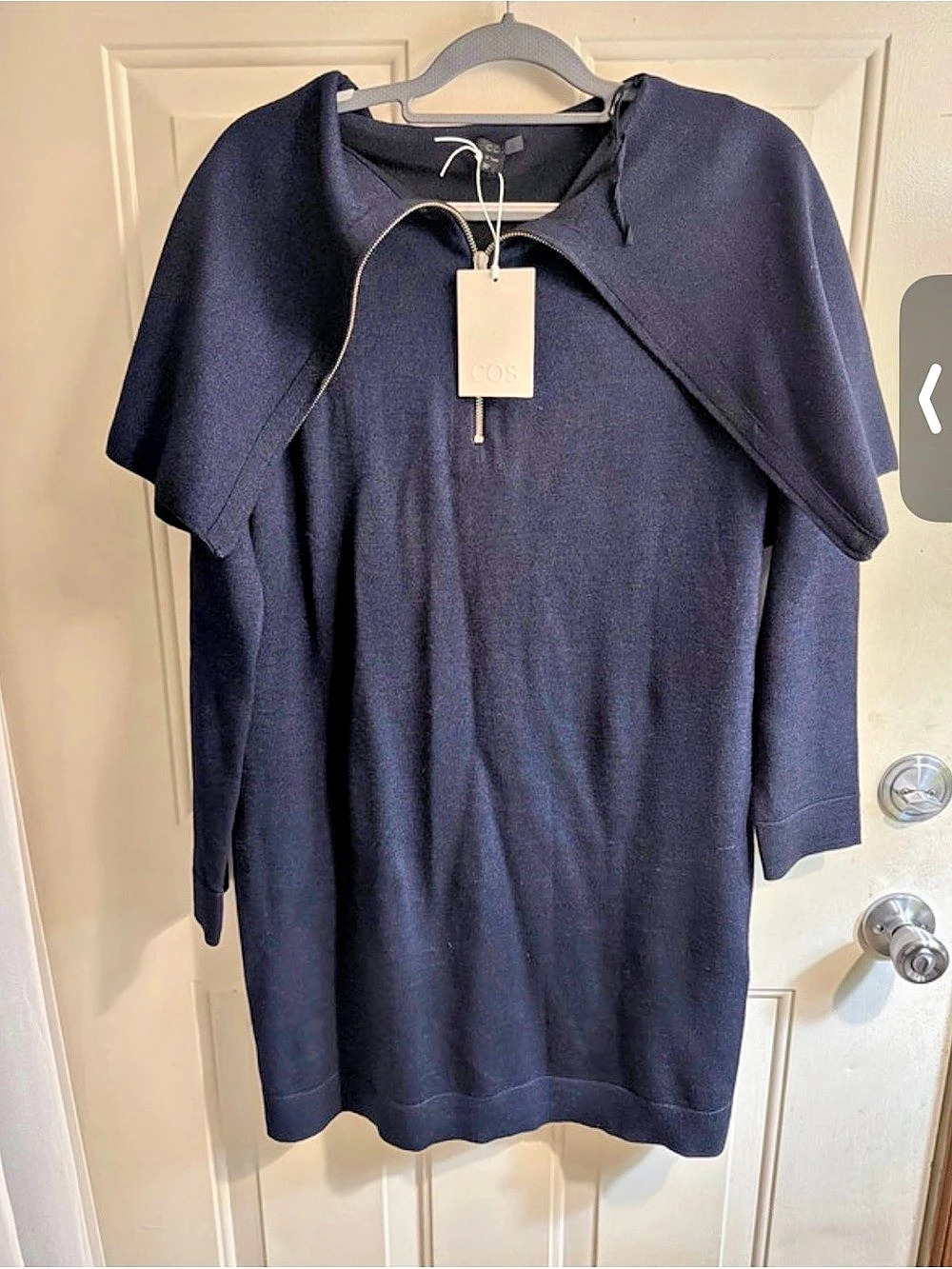 COS Zip Detail Mini Dress in Blue Size Small NWT
